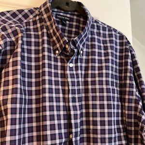 Lands End mens long sleeve shirt blue red plaid